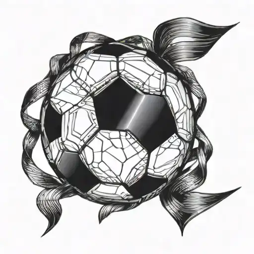 A Soccer Ball Intertwined With A Black Ribbon On The Leg