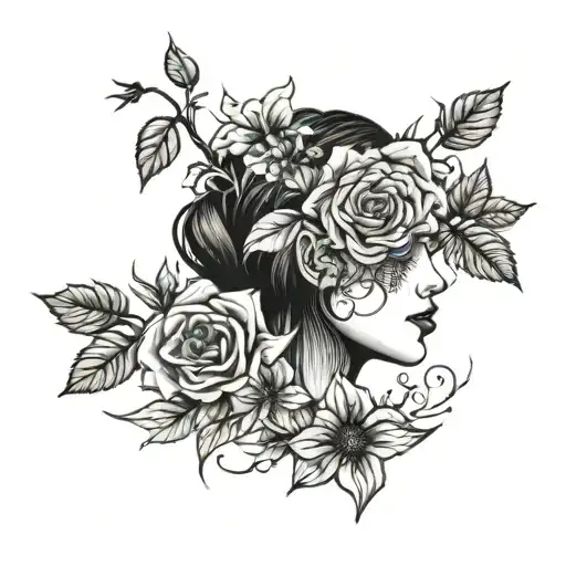 Creepy Women And Flower