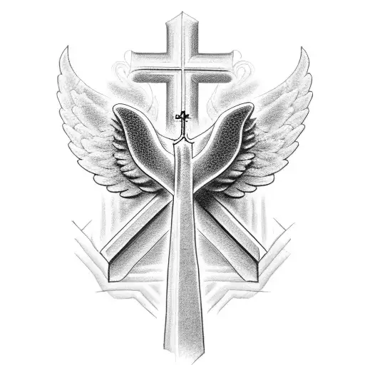 Christian Cross With Angel Wings