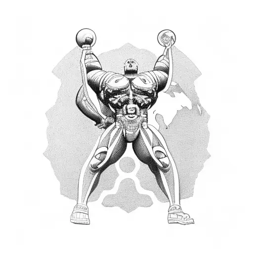 Titan Atlas On One Knee Holding Up The World On His Shoulders