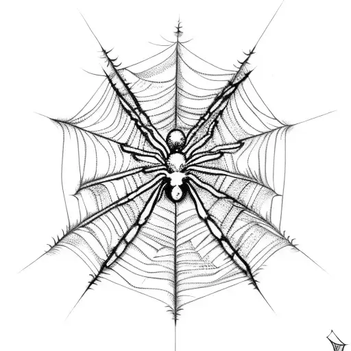 Spider Web With 1 Big Spider And A Few Little Spiders