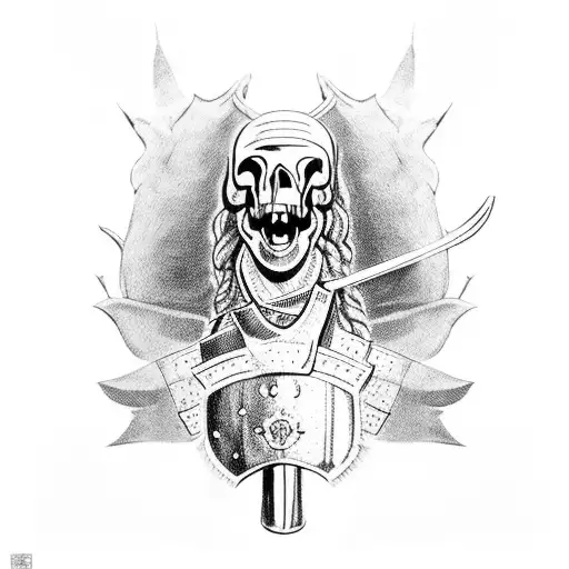 Roman Soldier Riding A Skull Horse