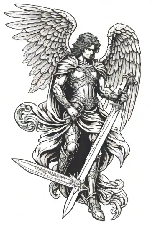 Dark Angel Holding A Sword