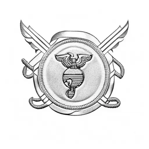 A Marine Corps Emblem Integrated With A Truck Grille And A Football In The Background