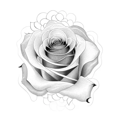 A Beautiful Blackwork Tattoo Of A Rose Bouquet With Each Flower Representing A Family Member