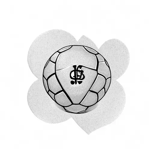 A Calf Tattoo Of A Football With A Heart-shaped Dollar Sign