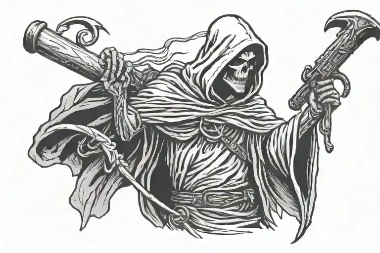 Grim Reaper Carrying A 60Mm Mortar Over His Shoulder