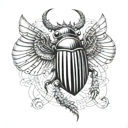 Egyptian Scarab With Dragon's Wings