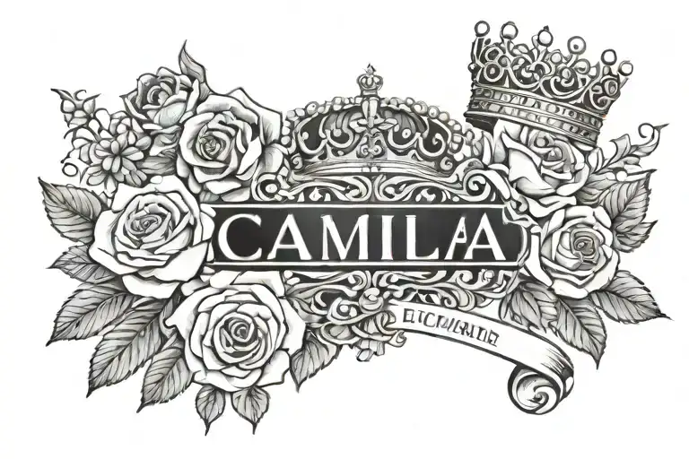 Name Of Camila And Elienai With Roses And Crown