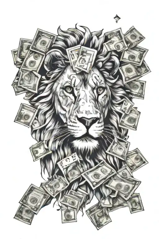 Lion Counting Cash Raining