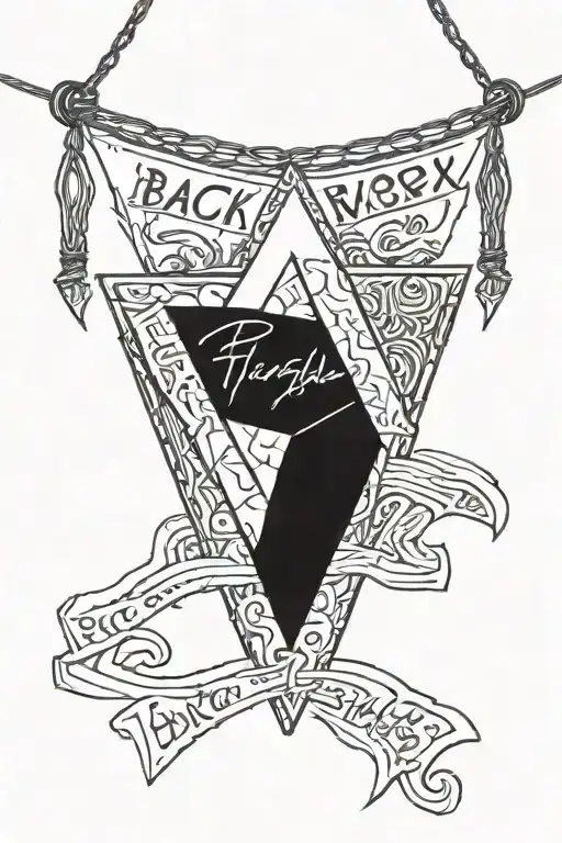 Hanging Triangle Banner Written Inside Representing