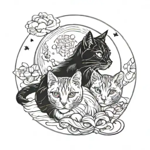Cats And A Moon