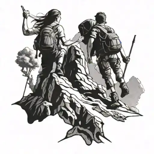 Sister And Brother Climbing Mountain