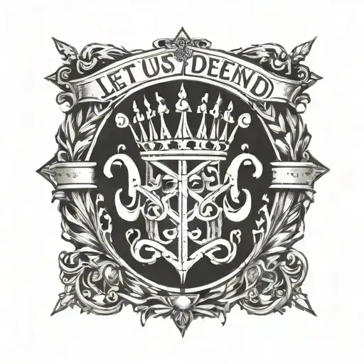 Let Us Defend The Throne Flag Written Inside