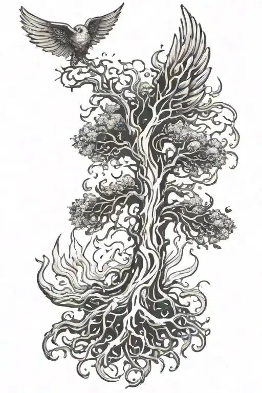 Tree On Fire With Wings