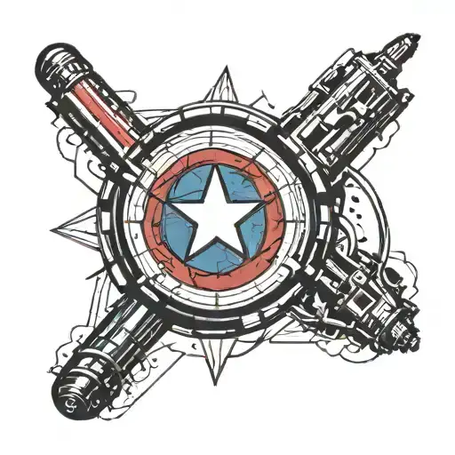 Lightsaber And Captain America Shield Logo Intertwined
