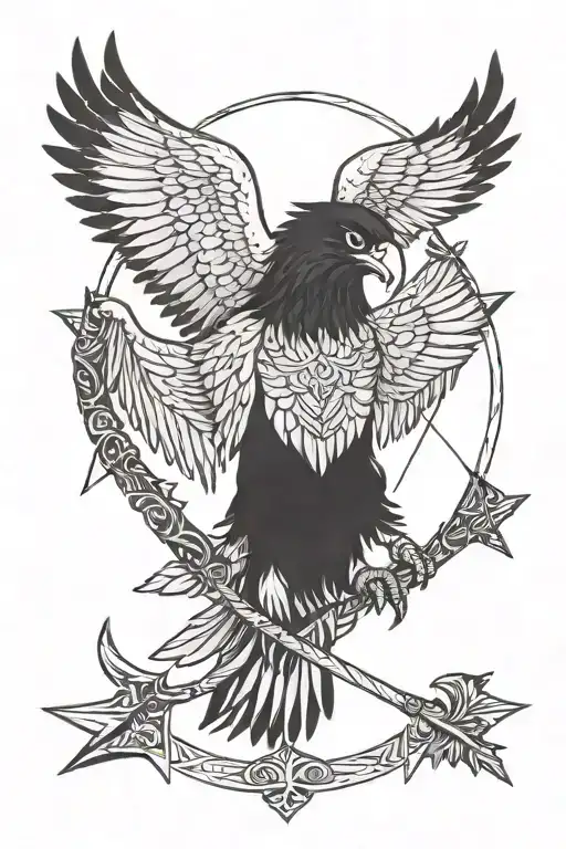 Dark Eagle Holding Arrows