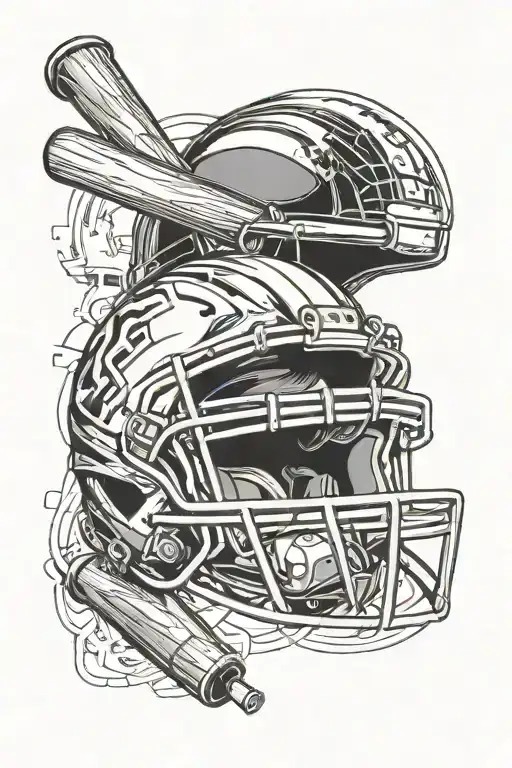 A Baseball Bat And Football Helmet Crossed To Symbolize The Client's Passion For Sports