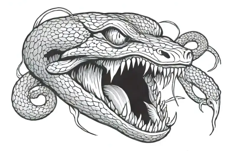 Snake Biting Itself Bleeding Eye