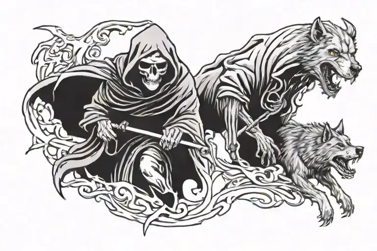 Grim Reaper Holing 3 Wolf's