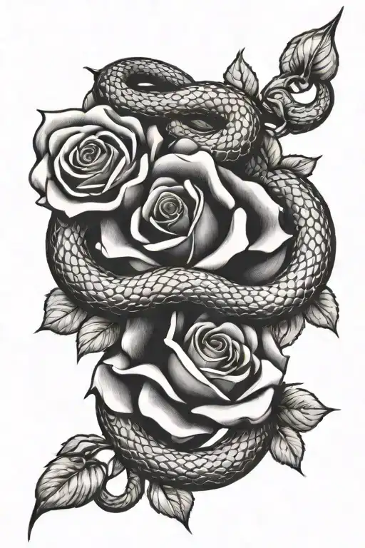 Snake And Rose Intertwined