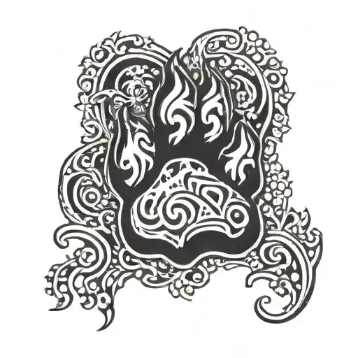 Bear Paw Print With Scroll Across