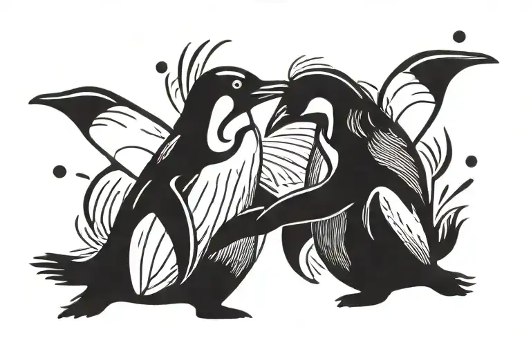 3 Macoroni Penguins Dancing Representing Friendship