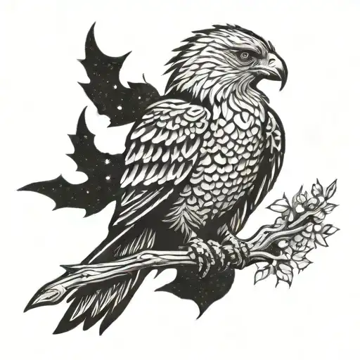 Hawk Silhouette Filled Night Sky