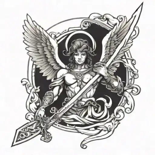 Angel Representing The Sign Of Aries With A Sword