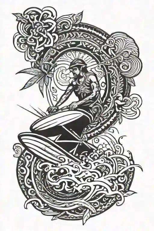 Filipino Inspired Polynesian Half Sleeve Wakeboarding