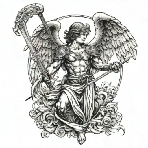 Male Angel Representing The Sign Of Aries With A Sword