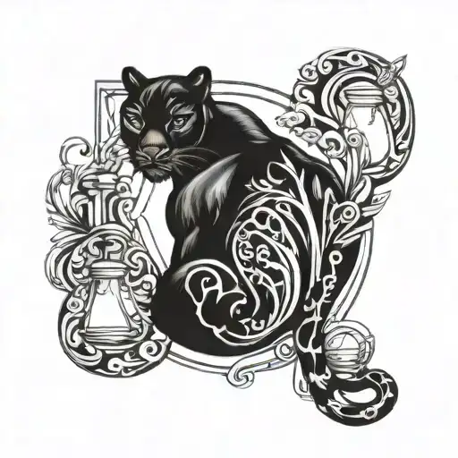 A Black Panther Wrapped Around The Back Of Hourglass