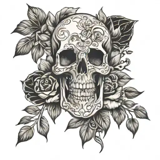 Skull And Flowers