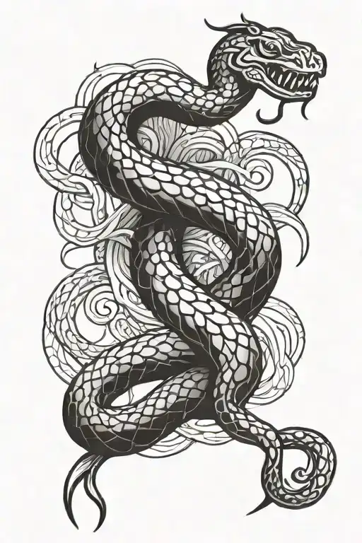 Snake Coiling A Trident