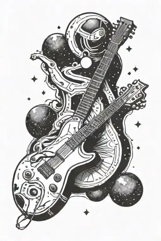 Guitar And Space Themed