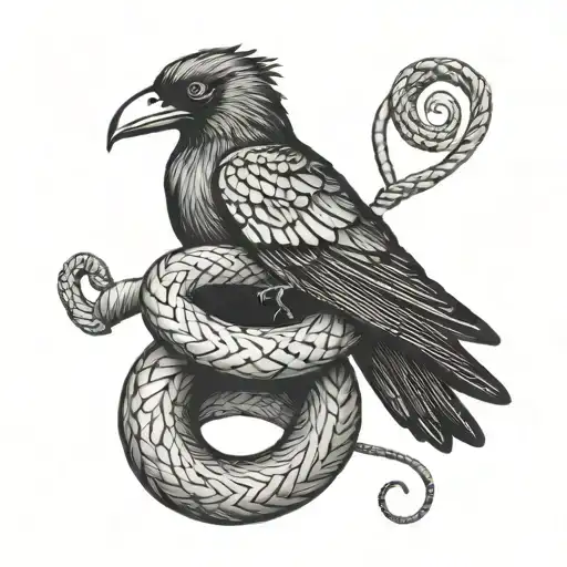 Crow And Snake Coiled Snake Wrapped
