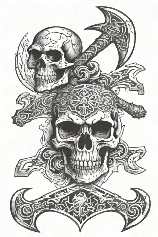 War Skull Battle Axe