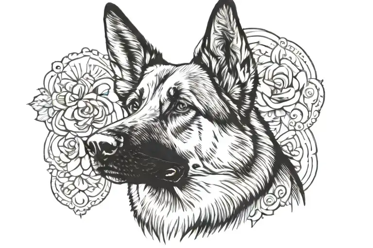 German Shepard With A Chcken On Her Head Profile Holding