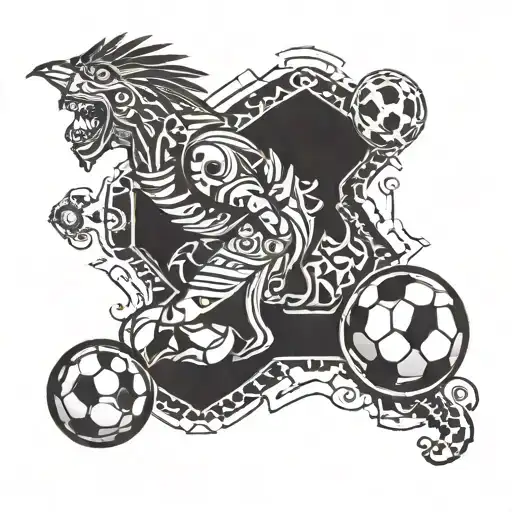 Incorporate Aztec Symbols Into A Soccer-themed Tattoo Design