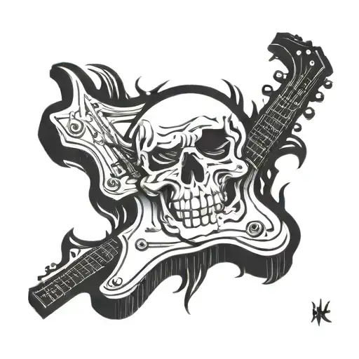 Guitar Neck Piercing Skull
