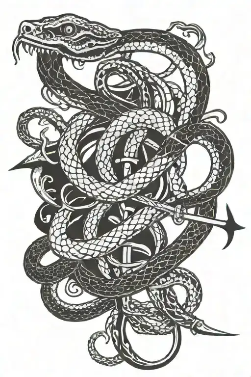 Snake Coiling A Two Sided Scythe Trident