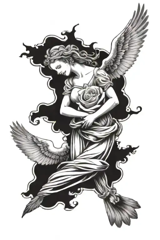 Tattoo Sleeve Featuring Dove And Angel