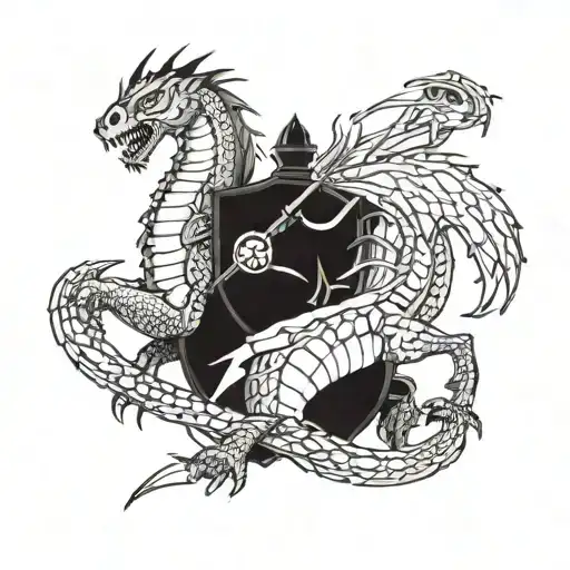 A Fierce Dragon Battling A Knight In Shining Armor