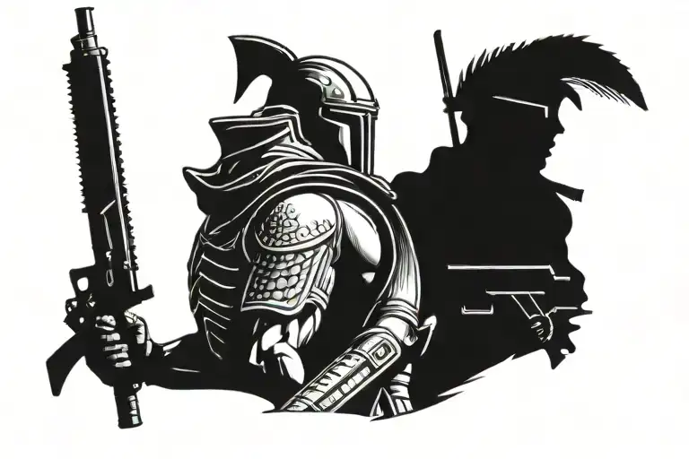 Spartan Soldier Holding Ar15