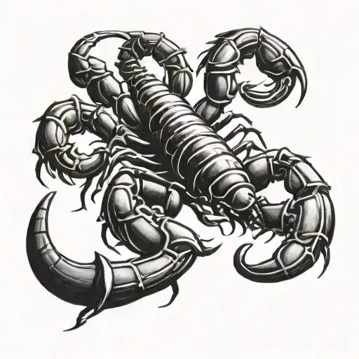 Combine The Scorpio Zodiac Symbol With A Realistic Scorpion In A Blackwork Style
