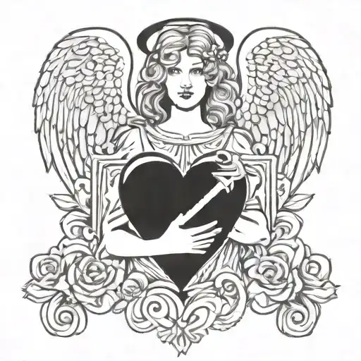 A Beautiful Angel Holding A Heart With The Name Martha Palmore Hunter Incorporated In The Design