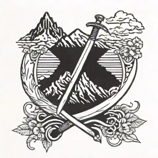 Scottish Sword With A Mountain Background