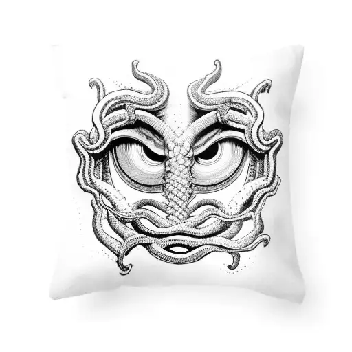 Medusa With Covered Eyes And One Red Snake