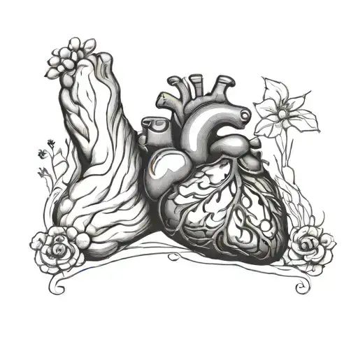 Anatomic Heart With 2 Baby Feet Below