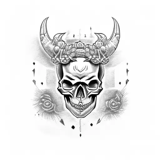 Skull On Oni Mask